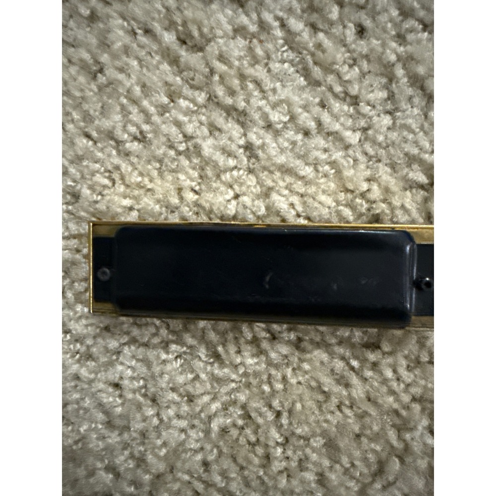 Vintage Hohner Harmonica Black and Gold Tone Compact Wind Instrument